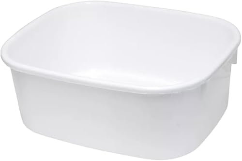 LUCY Unbreakable Rectangular Washing Up Bowl – Large 15-Inch or Small 13-Inch – Durable Multi-Purpose Plastic Basin for Kitchen Sink, Mixing & Organizing (White, Large Oblong Bowl 15 inch)