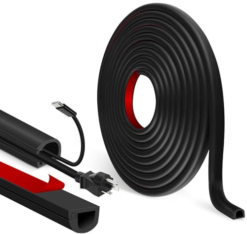 Goulotte Passe Cable adhésif Cache Cable TV Mural Semi-circulaires Cache Fil Electrique Flexible goulotte Electrique pour Le Sol Mural (Noir, 7mm×14mm×3m)