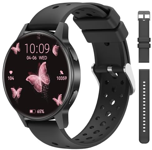 RifePhi Reloj Inteligente Hombre Mujer con Llamadas, 1.27 TFT Smartwatch con Bluetooth, Ciclo Femenino/24H Pulsometro/Monitor de Sueño/120 Modos Deportivos Calorías, IP68 para iOS Android (Negro)