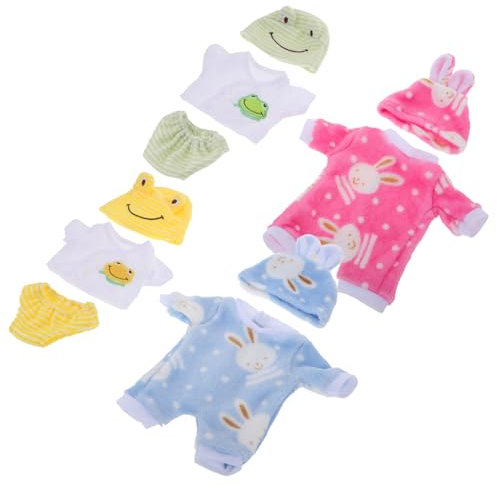 BCOATH 4sätze Teiliges Puppenkleidung Für Puppen Süße Overall-Outfits Puppen Einschließlich Gelbem Und Grünem Frosch Rosa Und Blauen Hasenanzügen Weiche Niedliche Accessoires Für