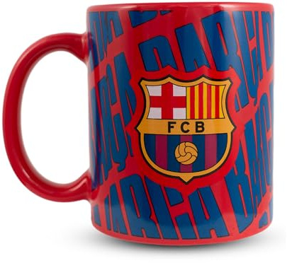 Hy-Pro Taza de cerámica con licencia oficial del Barcelona, 325 ml, para bebidas calientes, apta para microondas y lavavajillas, regalo para hombres y niños