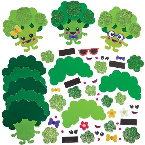 Baker Ross FN591 Broccoli Mix and Match Kits – Pack of 8, Fun Craft Kits for Kids, Ideal for Gifts, Party Bag Fillers