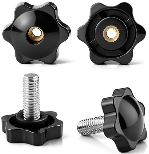 msymsyu 6 Stk Sterngriffschraube M5x10mm/20mm/30mm Schrauben mit Griff | mit 2 M5 Sterngriffmutter, Kohlenstoffstahl Sternkopfschraube für IIndustriellen Einsatz und DIY-Projekte