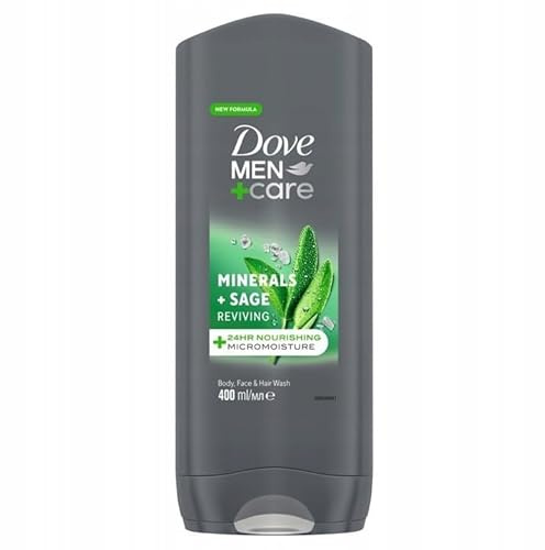 12er Pack - Dove Men+Care Duschgel 3in1 für Körper,Gesicht & Haar - Minerals+Sage Reviving - 400ml
