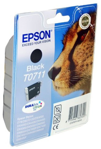 Epson T0711 DURABrite Ultra-Tintenpatrone, Schwarz, Tintenstrahl-Tintenpatrone (Epson D78 / DX4000 / 4050/5000 / 5050/6000 / 605 Tintenstrahl)
