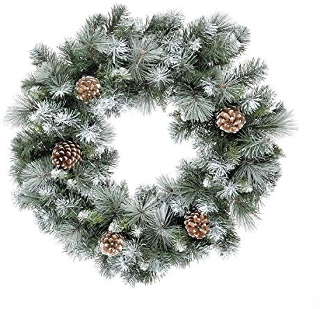 2ft Frosted Glacier Wreath with Pine Cones
