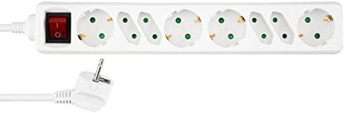 REV Steckerleiste, Steckdosenleiste 8fach mit Schalter. 1,4m, 3500W, Weiss