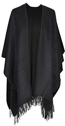 Toutacoo, Poncho mit Fransen - Damen - 01-Schwarz