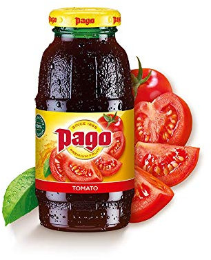 Pago – Tomato - 100% Natural Fruit Juice Drink, Vegan Friendly and Gluten Free, 200ml (Pack of 12 Bottles)