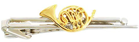 Konzerthorn Krawattenklammer Krawattennadel Musikinstrumente bicolor glänzend ca. 7 cm lang +