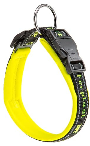 Ferplast Hundehalsband Sport Dog, Weich Gepolstertes Nylon Hunde Halsband für große Hunde, Verstellbare und Reflektierend, Größe: 2,5 cm (45-55 cm), Gelb