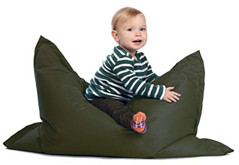 sunnypillow S Sitzsack, Outdoor & Indoor 100 x 70 cm mit 60L Styropor Füllung Sessel für Kinder & Erwachsene Sitzkissen Sofa Beanbag viele Farben und Größen zur Auswahl Dunkelgrün