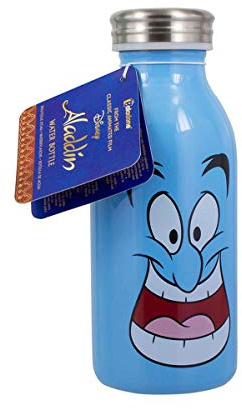 Disney Wasserflasche Aladdin Genie IN A Bottle blau, Bedruckt, aus Edelstahl, 450 ml., in Geschenkkarton.