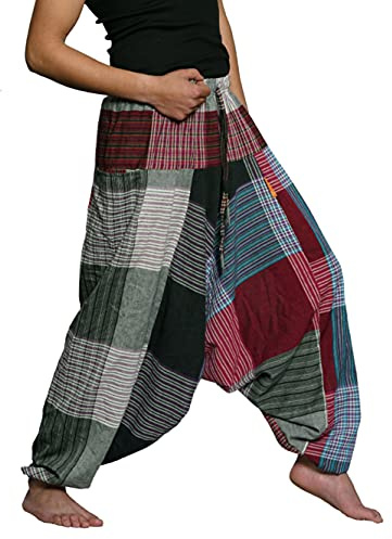 Simandra Haremshose „Singharaja“ I Bunt (Einheitsgröße) I Fair gehandelte Unisex Aladinhose I Schlichte Pumphose für jedes Outfit I Baggy Hose I Handgemacht in Nepal