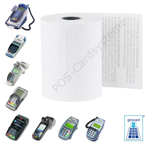 20 EC-Cash Thermorollen 57mm x 18m x 12mm kompatibel mit EC-Gerät Ingenico Desk 3500 mit Lastschrifttext ELV