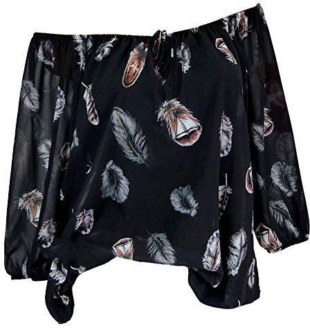 iHENGH Damen Sommer Top Bluse Bequem Lässig Mode T-Shirt Blusen Frauen Plus Größen halbe Hülsen Feder Druck V Ansatz Bluse Pullover Tops Shirt(Schwarz, 2XL)