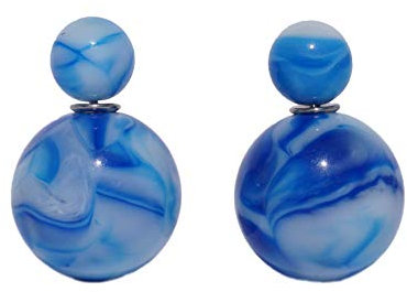 LeahMaria Doppel Perlen Ohrstecker Front Back Kugel 2 Stück Colour Mix (Dunkelblau)