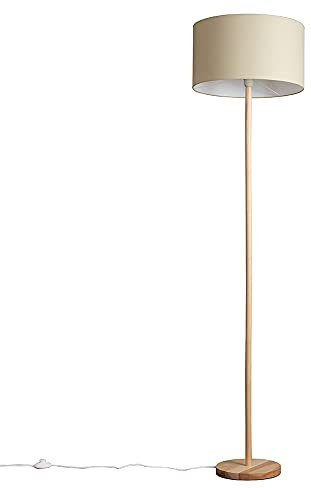 MiniSun | Modern Scandi Floor Lamp in a Light Wooden Finish with a Beige Drum Shade | Floor Lamps & Torchieres, Home Décor, Improvement & Lifestyle Essential