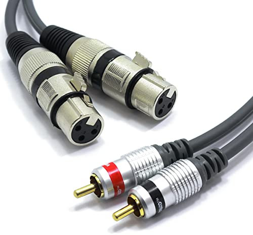 VITALCO 2x XLR Hembra a 2x RCA 3m Cable Audio Adaptador XLR de 3 Pines a Doblo RCA conectores estéreo Divisor de Audio 3-pin Cable de Micrófono