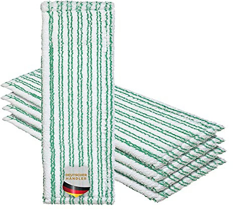 Okaei 5 Piezas de Funda para mopa (40 cm) – Premium – Mopa de Microfibra 100% – Funda Ideal para la Limpieza Profunda de Suelos Lisos y Ligeramente Irregulares – Mopa de Microfibra Verde