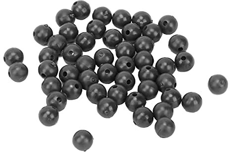 50pcs Fishing Beads - Round Soft Silicone Gel Rig Beads, 8mm, Black
