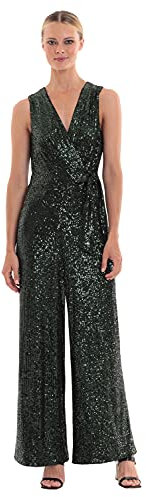 Maggy London Damen ärmelloser Wickel-Jumpsuit Kleid, Hunter Green, 46