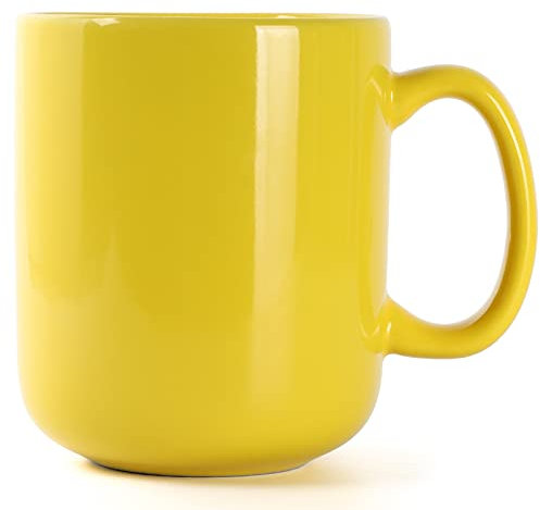 SHOWFULL 20 OZ Large Mug, 600ml Porcelain Extra Big Ceramic Cup for Tea Coffee Hot Chocolate Latte, Yellow