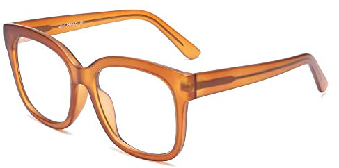 JIM HALO Blaulichtblockerbrille für Damen Übergroße Quadratische Computerbrille Metall-CP-Bügel Braun