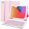 Funda con Teclado para iPad 10.2” 9ª Gen 2021/8ª Gen 2020/7ª Gen 2019 con Ranura de Lápiz, Español Ñ con Pencil Inalámbrico Desmontable Teclado(QWERTY) y Magnético Carcasa Delgada (Rosa)