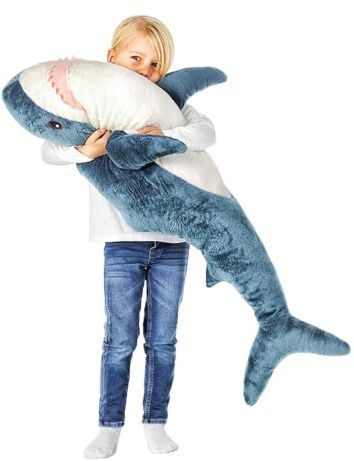 XIYUAN 39.3-Inch SharkPlush Toy Giant SharkStuffed Animal Soft SharkPillow Cushion Shark Plush Pillow Chubby Stuffed Shark Toy Bedtime Gift Throw Pillow for Home Room Décor Kids