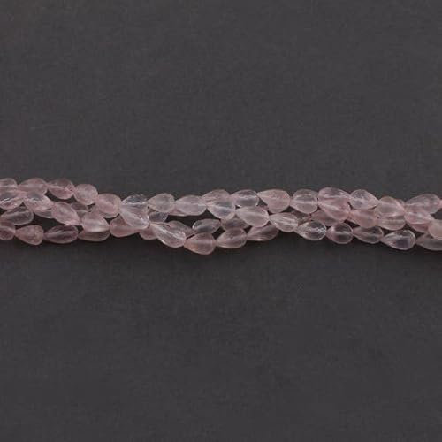 LKBEADS 2 Strands Rose Quartz Faceted Briolettes - Center Drill Tear Drop Beads 9mmX6mm-12mmX6mm 9 Inches