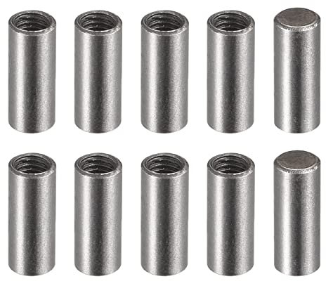 sourcing map 10Stk Karbonstahl Dübelstift 4 x 10mm M3 Buchse Gewinde Zylindrische Regalstift