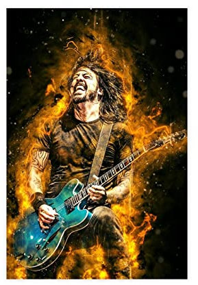 MJKO Sänger Dave Grohl 10 Leinwand-Poster, Schlafzimmer, Dekoration, Sport, Landschaft, Büro, Raumdekoration, Geschenk, Rahmen-Stil, 60 x 90 cm