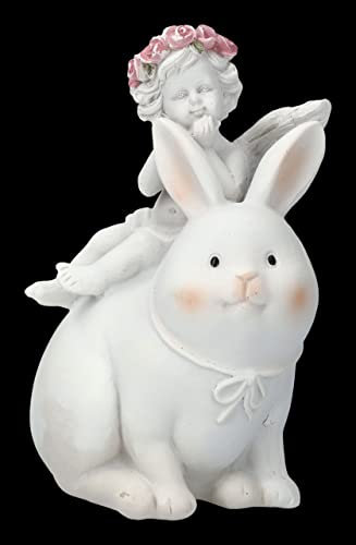 Engel Figur Putte reitet auf Hase 11 cm Deko Ostern