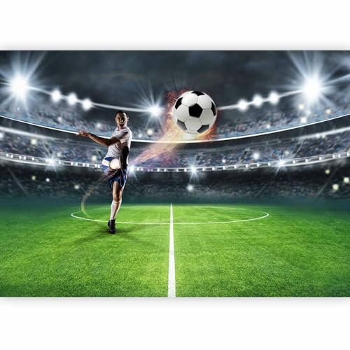 murando - Premium Photo Wallpaper Football 350x256 cm / 138x97 - Non-Woven Premium Art Print Fleece Wall Mural Decoration Poster Picture Design Modern - Stadion Footballer Pitch Sport i-C-10043-a-a