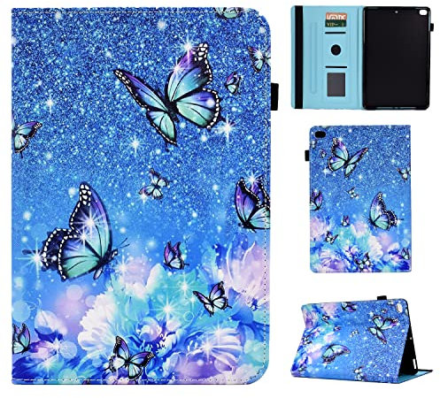 Vaitasy Coque pour iPad 9.7 Pouces (2018/2017) iPad Air 2/ iPad Air, à Angles de Vision Multiples Folio Étui avec Ultra-Mince Housse iPad 6/5 Génération - Papillon
