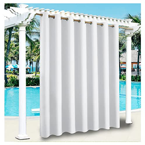 YEVENR Outdoor Vorhänge Wasserdicht, Outdoor Verdunkelungsvorhang mit Ösen, Wasserdicht Sichtschutz Sonnenschutz für Balkon Terrasse Veranda Pergola Gartenlaube Weiß 1 Stück,152 * 244cm（W*L）