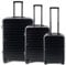 JSA 45610 Reisekoffer Set 3-teilig, alle 3 Koffer mit TSA Schloss, Teleskoptrolleysystem, Tragegriff und 360° Rollen, Handgepäck-Koffer S mit USB-Port und Fach für Powerbank, 3er Reisegepäck schwarz