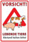 mrdeco Metall Schild 20x30cm gewölbt Vorsicht lebende Tiere Abstand Deko Blechschild Tin Sign