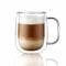 CNGLASS Large Double Wall Glass Coffee Mug 15.2oz(450ml),Clear Insulated Glass Espresso Cup with Big Handle,Set of 1