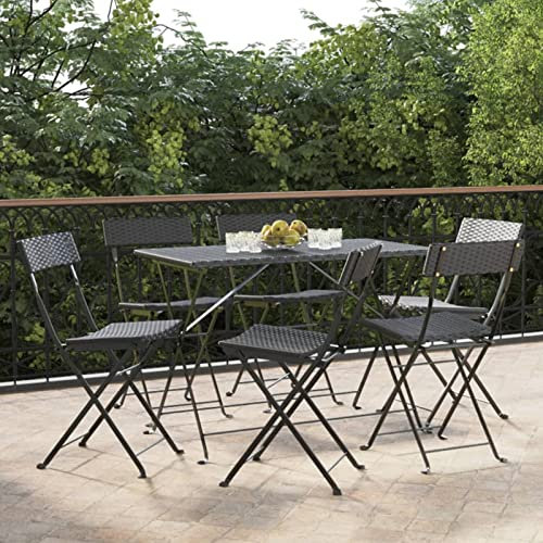 GuyAna Bistrostühle 6 STK. Klappbar Schwarz Poly Rattan und Stahl GartenstüHle