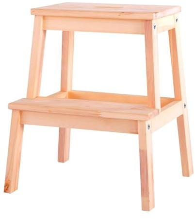 Trittleiter mit 2 Stufen – Fußstütze mit 2 Stufen für Wohnzimmer und Arbeitszimmer, Bambus, 46,5 x 43 x 43 cm, Braun