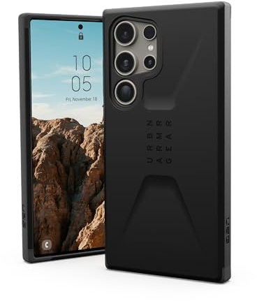 URBAN ARMOR GEAR Civilian Case - Custodia per Samsung Galaxy S24 Ultra [Ufficialmente progettata per Samsung certificata, compatibile con ricarica wireless, resistente alle cadute, colore: Nero