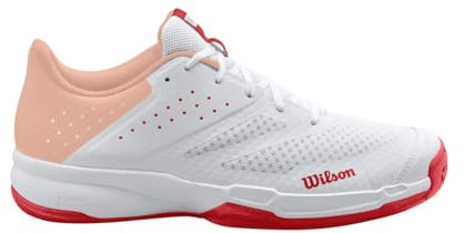 Salomon Damen KAOS Stroke 2.0 Tennis Shoe, White/Peach Parfait/Infrared, 41 1/3 EU