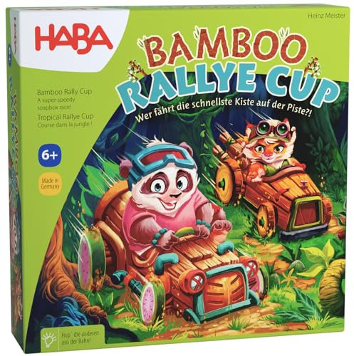 HABA Bamboo Rallye Cup - Action Würfel-Brettspiel für Kinder ab 6 Jahren - Mit witziger Hupe aus Holz - Turbulente Interaktionen mit Ärgerfaktor - 2010883001