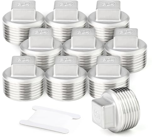 ERGAOBOY 10 Stück 3/4 BSP-Außengewinde mit quadratischem Außengewinde Steckdose Rohr 304 Edelstahl Plug Fitting