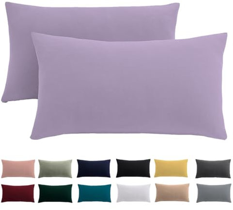 Kissenbezug 30x50 2er Set - Kopfkissenbezug 30 x 50 cm Lavendel Für Kissen 100% Mikrofaser Kissenhülle Bügelfrei & Knitterfrei mit Reißverschluss