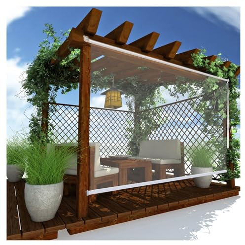Transparentes Wasserdichtes Rollo，PVC Klare Reißfeste Wetterfeste Durchsichtige Rollos，Garten-Pergola Regensichere Staubdichte Vorhang，Trennwände Aufrollen Jalousien (Size : W110xH350cm/W43.3xH137.7i