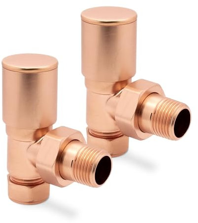 Brushed Copper Angled Modern Standard Rounded Radiator Towel Rail Valves Central Heating (Pair) 1/2 BSP