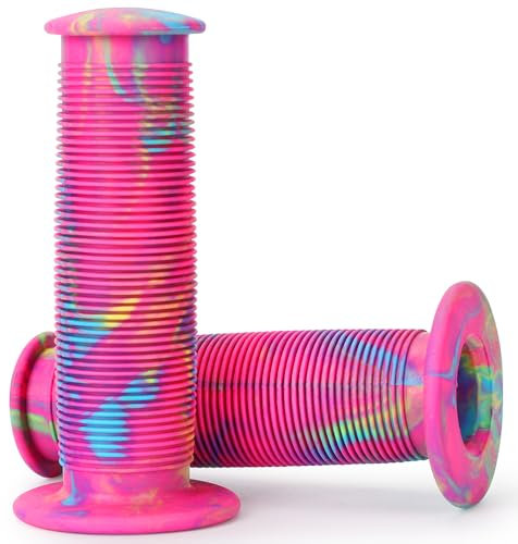 Fahrradgriffe Kinder - lenkergriffe Fahrrad Kinder 22mm mit Höchster Sicherheit Prallschutz | lang 105mm Kinderfahrrad Griffe für Roller,Dreirad,Kinder Laufrad,Kinderfahrrad (A Pink/Yellow)